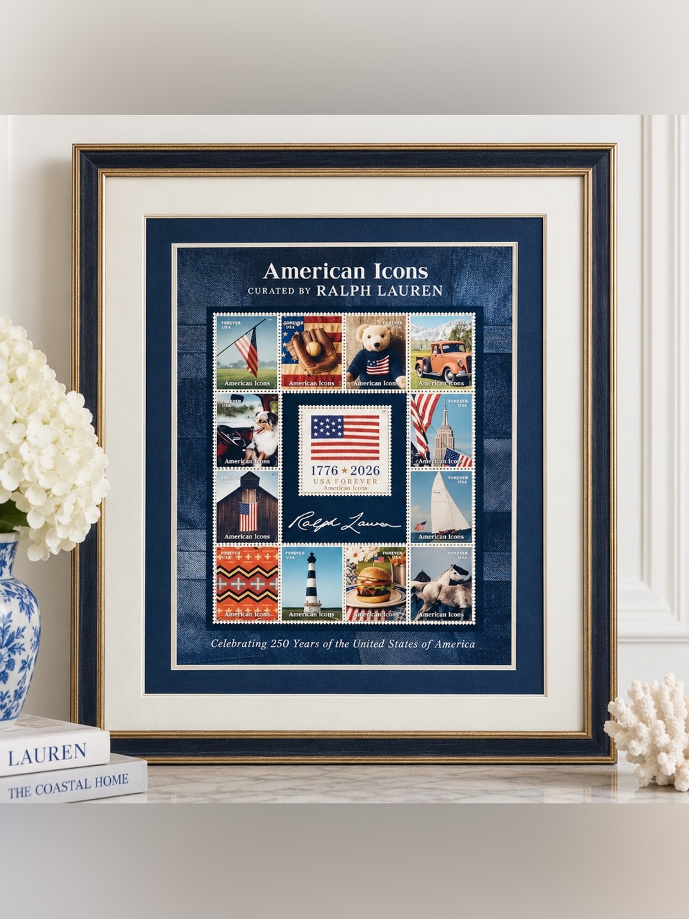Ralph Lauren USPS America 250 Forever Stamp Sheet in Navy, White, Red